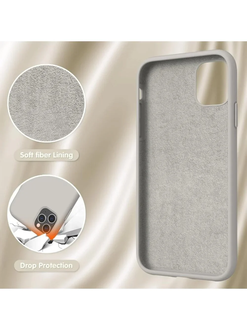 Liquid Silicone iPhone 11 Case‎ – Stone Gray, Soft Microfiber Lining, Slim Cover